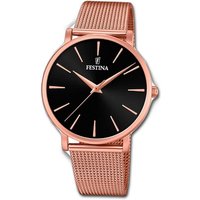 Festina Quarzuhr Festina Stahl Damen Uhr, Damenuhr Edelstahlarmband rosegold, rund, mittel (ca. 38mm) von Festina