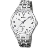 Festina Quarzuhr Festina Titan Herren Uhr, Herrenuhr Titanarmband silber, rund, groß (ca. 40mm) von Festina