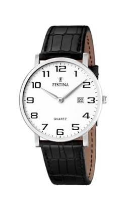 Festina Uhr Für Herren F16476/1 Correa Clasico Silber Edelstahl Case SchwarzLeder Band von Festina