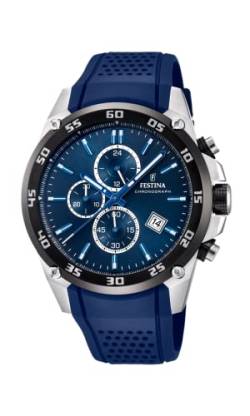 Festina Unisex Erwachsene Chronograph Quarz Uhr mit Leder Armband F20330/2 von Festina