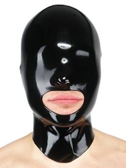 Fetisso Maske Mund- Nasenöffnung Black Schwarz Naturlatex Fetisch Clubwear (Large) von Fetisso