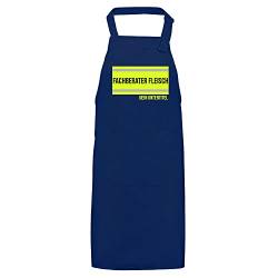 Feuerwehrstore FIREFUN Feuerwehr-Grillschürze Profi navy-blau ''Fachberater Fleisch'' Silberstreifen & Untertitel Geschenk Koch-Schürze personalisiert Feuerwehrmann Feuerwehrfrau, Einheitsgröße von Feuerwehrstore