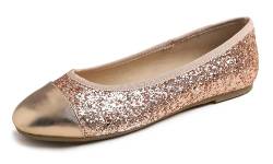 Feversole Damen Klasssische Ballerinas Lack Balerinaschuhe Flach Damenschuhe Roségold Zehenkappe EU 41 von Feversole