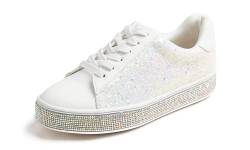 Feversole Mode Funkeln Plattform Strass Party Urlaub Hochzeit Turnschuhe AB Weiß 39 von Feversole