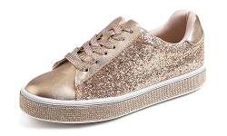 Feversole Mode Funkeln Plattform Strass Party Urlaub Hochzeit Turnschuhe Roségold 38 von Feversole