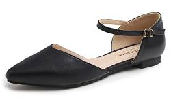 Feversole Slingback erstklassige Damen Ballerina mit Ausgeh-Schuhe Sommer-Schuhe Schwarz Elastischer Riemen 41 EU von Feversole