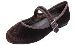 Feversole Velvet Mary Jane Halbschuhe,Flach Freizeit Tanzschuhe Braun Samt EU 39 von Feversole