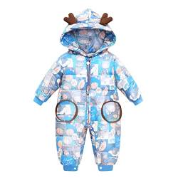 Fewlby Baby Winter Overall Mit Kapuze Schneeanzüge Daunen-Skianzug Mädchen Jungen Strampler Winter Outfits/Blau 12-18 Monate von Fewlby