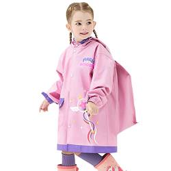 Fewlby Regenponcho Kinder, Regenmäntel Jungen Mädchen wasserdichte Regenjacken mit Rucksackabdeckung Regenanzug Outdoor Regenbekleidung Mit tragbarer Tasche 13-15 Jahre von Fewlby