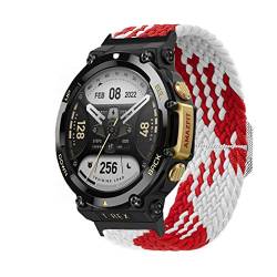 Feysentoe Armband Kompatibel für Amazfit T-Rex 2 Estrazarmband Uhrenarmband(rot und weiß) von Feysentoe