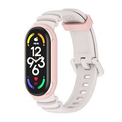 Feysentoe Armband Kompatibel für Xiaomi Mi Band 7/für Mi Band 6/für Mi Band 5 Estrazarmband Uhrenarmband(grau rosa) von Feysentoe
