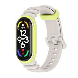 Feysentoe Armband Kompatibel für Xiaomi Mi Band 7/für Mi Band 6/für Mi Band 5 Estrazarmband Uhrenarmband(graues Gras) von Feysentoe