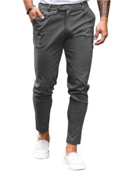 Feziakuk Herren Chino Hose Baumwolle Slim Fit Stoffhose Lässig Stretch Hosen Männer Schlupfhosen, Dunkelgrau L von Feziakuk