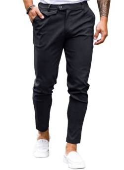 Feziakuk Herren Chino Hose Baumwolle Slim Fit Stoffhose Lässig Stretch Hosen Männer Schlupfhosen, Schwarz L von Feziakuk