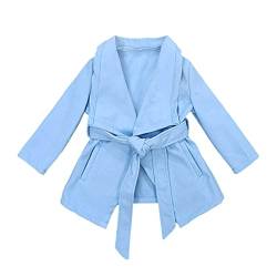 Fhtahun Kleinkind Mädchen Winter Langarm warm Fleece Mantel Jacke einfarbig für Babys Kleidung mit Gürtel hellblau Jungen Winter (Blue, 6-7 Years) von Fhtahun