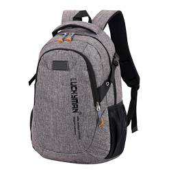 Hevoiok Unisex Schulrucksack Freizeitrucksack mit Reißverschluss Backpack Damenrucksack Laptoprucksäcke Herren Schülertasche für Arbeit Schule Reise (Grau) von Fhuuly