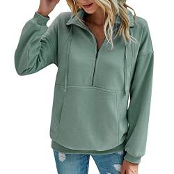 Sweatjacke Damen Hoodie Herbst - Weich und bequem, Pulli mit Lockerem Kapuzenpullover, mit Reißverschluss und Taschen, einfarbige Frauen Oberteile von Fhuuly