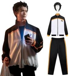 Fiamll Anime Natsuki Subaru Cosplay Kostüm Outfit Re Life In A Different World From Zero Hoodie Reißverschluss Jacke Mantel Sweatshirt Hose Karneval Outfits mit Perücke M von Fiamll