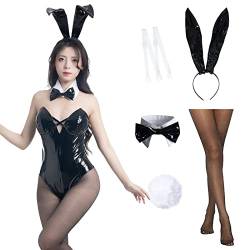 Fiamll Bunny Kostüm Frauen Hase Kostüm Senpai Cosplay One Piece Bodysuit Black Bunny Cross Strap Style XL von Fiamll