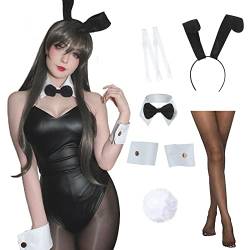 Fiamll Damen Bodysuit Bunny Set Bunny Kostüm Frauen Kaninchen Outfit Set für Halloween Kostüm Cosplay Party XXL von Fiamll