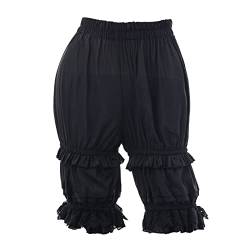 Fiamll Damen Süße Schwarz Pumphose Schlafanzughose mit Spitze und Rüschzen Sicherheitshose Unterwäsche Leggings Kurz M von Fiamll