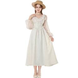 Fiamll Damen Viktorianische Corsagenkleid Lace-Up Rüschenkleid Renaissance Maxikleid Mittelalter Kleid XXL von Fiamll