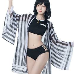 Fiamll Iguro Obanai Cosplay Bikini Set für Dämonen Jäger Damen Anime Kimono Strickjacke Strand Sommer Badeanzug XXL von Fiamll