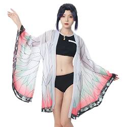 Fiamll Shinobu Kocho Cosplay Bikini Set für Dämonen Jäger Damen Anime Kimono Strickjacke Strand Sommer Badeanzug XXL von Fiamll