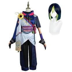 Fiamll Tighnari Cosplay Kenshin Tighnari Kostüm Outfit Charaktere Uniform Kleid Full Set Halloween mit Perücken L von Fiamll