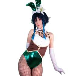 Fiamll Venti Bunny Kostüm Venti Cosplay Body Venti Bunny Kostüm Overall Venti Cosplay Kostüm S von Fiamll