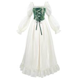 Fiamll Viktorianischen Königin Kostüm Regency Kleid für Damen Rüschen Empire Taille Regency Ära Kleid Jane Austen Tea Party Grün M von Fiamll