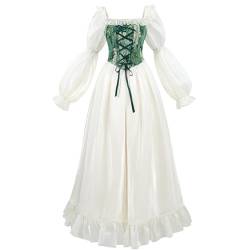 Fiamll Viktorianischen Königin Kostüm Regency Kleid für Damen Rüschen Empire Taille Regency Ära Kleid Jane Austen Tea Party Grün S von Fiamll