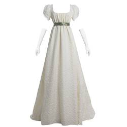 Fiamll Viktorianisches Kleid Renaissance Kostüm Damen Mittelalter Vintage Ballkleid Beige L von Fiamll