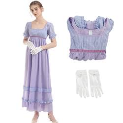 Fiamll Viktorianisches Kleider Damen Ballkleid Violett Regency Kleid Mittelalterliche Kostüm Brautjungfernkleid 3XL von Fiamll