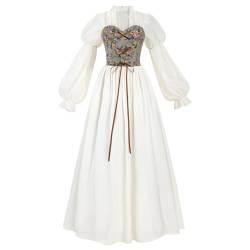 Fiamll Weiße Renaissance Kleid für Damen Feenkleid Viktorianisches Mittelalterliches Kostüm Grün XL von Fiamll