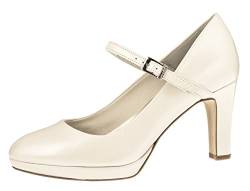 Fiarucci Brautschuhe Ingrid - Pumps, Plateau, Riemchen, Ivory / Creme, Leder - Tanzschuhe, Hochzeitsschuhe, High Heels, Blockabsatz (38.5 EU, Perle) von Fiarucci