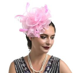 Fiauli Cocktail-Kopfbedeckung, eng, einfaches Netzgarn, Damen-Fascinator-Hut, rose, Zifferblatt-Stil von Fiauli