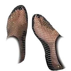 FiavUs Ultrabequeme Flache Schuhe mit glänzendem Edelsteinnetz, Bequeme Schuhe mit Strasssteinen, leichte und Bequeme Slip-On-Schuhe (Black,37) von FiavUs