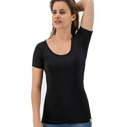 Fibershirts® Anti Schweiß Shirt - T-Shirt gegen Schweißflecken - Anti Schweiß Unterhemd - Mit ArmPads PRO & Silberbehandlung - Damen - Rundhals von Fibershirts