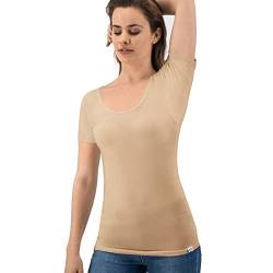 Fibershirts® Anti Schweiß Shirt - T-Shirt gegen Schweißflecken - Anti Schweiß Unterhemd - Mit ArmPads PRO & Silberbehandlung - Damen - Rundhals von Fibershirts