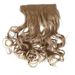Ficher Clip in Haarverlaengerungen Haar-Stueck 24/60 cm 120g Lockige Wellige Haarverlaengerung Synthetische Hitzebestaendige Peruecke (Golden 27/613) von Ficher