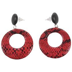 Ficher Frauen Geometrische Anhänger Ohrringe Große Ohrringe Schlangen Haut Partei Schmuck Rot von Ficher