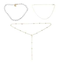 Ficher Hip Hop Multi Schicht Imitation UnregelmäßIgen Perlen Kette Metall Perlen Linie Sperren Kette Halskette für Frauen Schmuck von Ficher