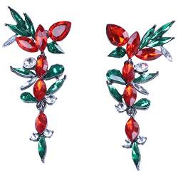 Ficher Luxus Hochzeit Kristall Und Acryl BöHmische Perlen Lange Ohrringe für Frauen Tropfen Baumeln Ohrringe Rot Und GrüN von Ficher