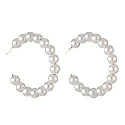 Ficher Neue Große Kreis Runde Tropfen Ohrringe Für Frauen Simulierte Perlen Ohrring Art- Und Schmuck Sachen E548015 Perlen von Ficher
