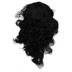 Ficher Synthetische Lockige Lange Haarperuecke Volle Kappe Peruecke schwarz (Farbe: schwarz) von Ficher