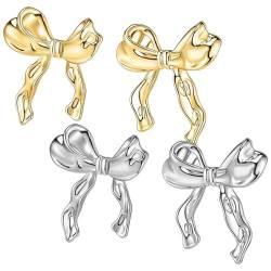 Ficlwigkis Bow Earrings Schleifen Ohrringe 2 Stück Schleifen Ohrringe,Bow Earrings Gold,Bow Earrings Silver,Earrings for Women Schleifen-Ohrringe für Frauen,Earrings (A) von Ficlwigkis