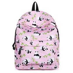 Fieans Modischer Freizeitrucksack Mädchen Jugendliche Schulrucksack Frauen Wasserdicht Daypacks Rosa Schultaschen Süße Druck Kinderrucksack - Panda von Fieans