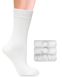 Damen Bambus-Socken mit Lycra: Komfortnaht, Business & Freizeit, 3 Paar in verschiedenen Farben und Größen (35-38, 39-42) Bequeme und elastische Socken ohne Gummibund und Naht (35-38, Weiß) von Fiera Besa