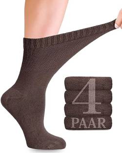 Diabetiker Socken Damen mit Lycra für den täglichen Gebrauch, 4 Paar, Nahtlos, Bequem und Weich, Perfekt für Diabetiker und Schwangere, 10 Farbvariationen, in den Größen 35-38 und 39-42(Braun, 39-42) von Fiera Besa